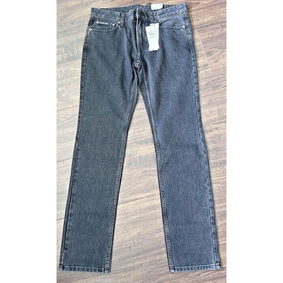 Calvin Klein Mens Slim-Straight Fit Jeans Pants Denim Dark Gray/black30w 32L New - Picture 1 of 7